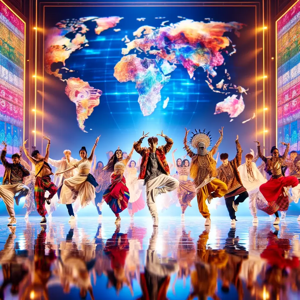 K-POPアイドルが世界に向けてダンスしている